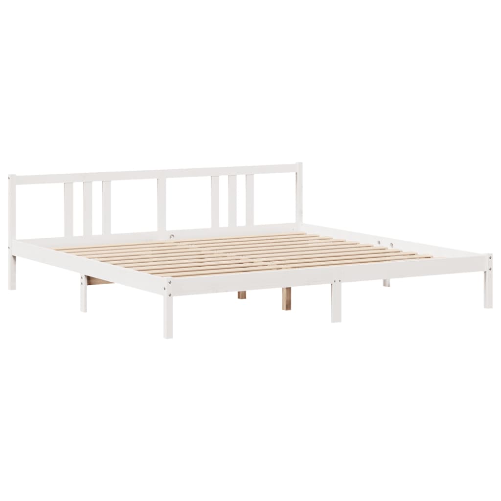 Bookcase Bed without Mattress White 200x200cm Solid Wood Pine