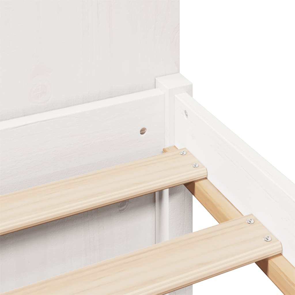 Bookcase Bed without Mattress White 200x200cm Solid Wood Pine