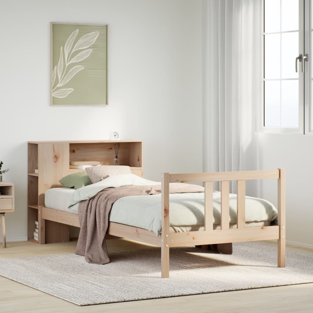 Bookcase Bed without Mattress 75x190cm Solid Wood Pine