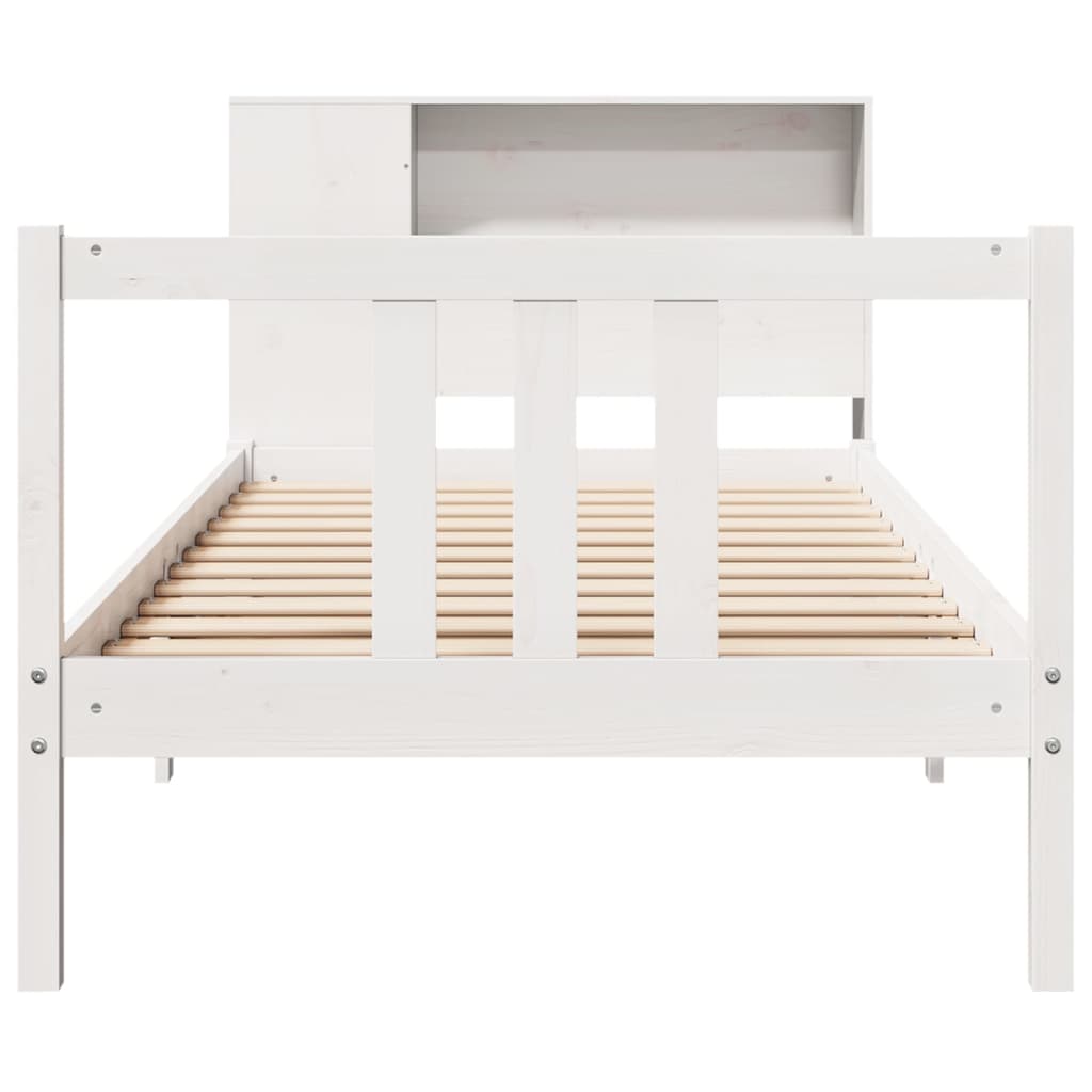Bookcase Bed without Mattress White 90x200cm Solid Wood Pine