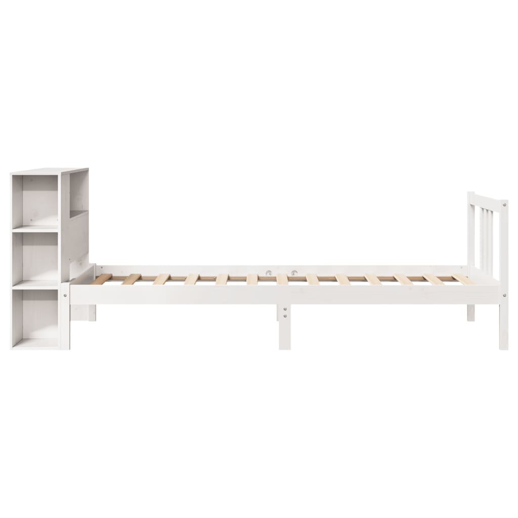 Bookcase Bed without Mattress White 90x200cm Solid Wood Pine