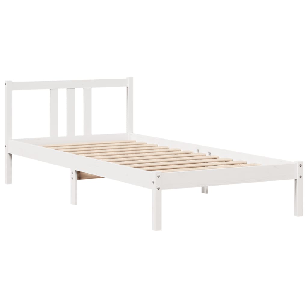 Bookcase Bed without Mattress White 90x200cm Solid Wood Pine