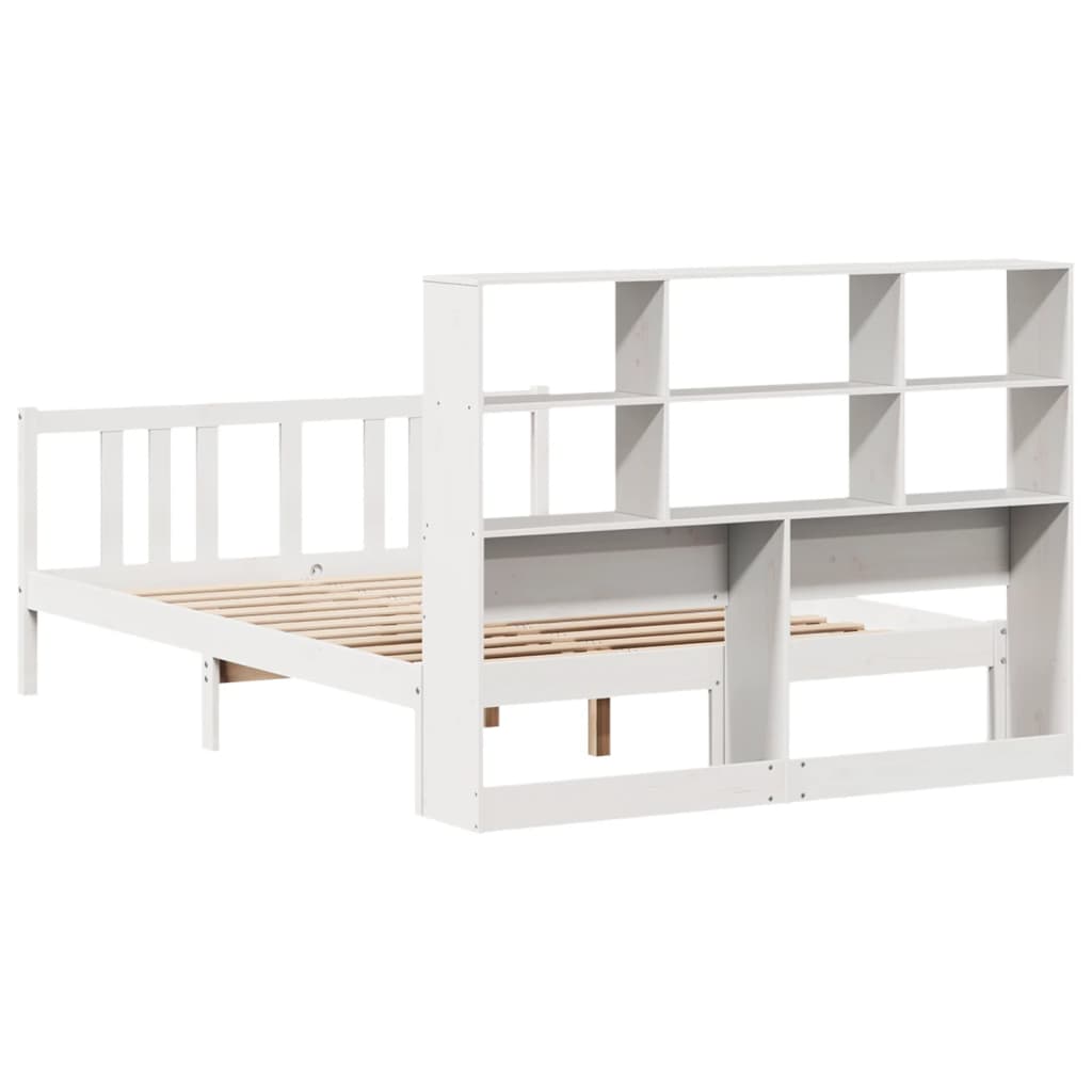 Bookcase Bed without Mattress White 140x200cm Solid Wood Pine