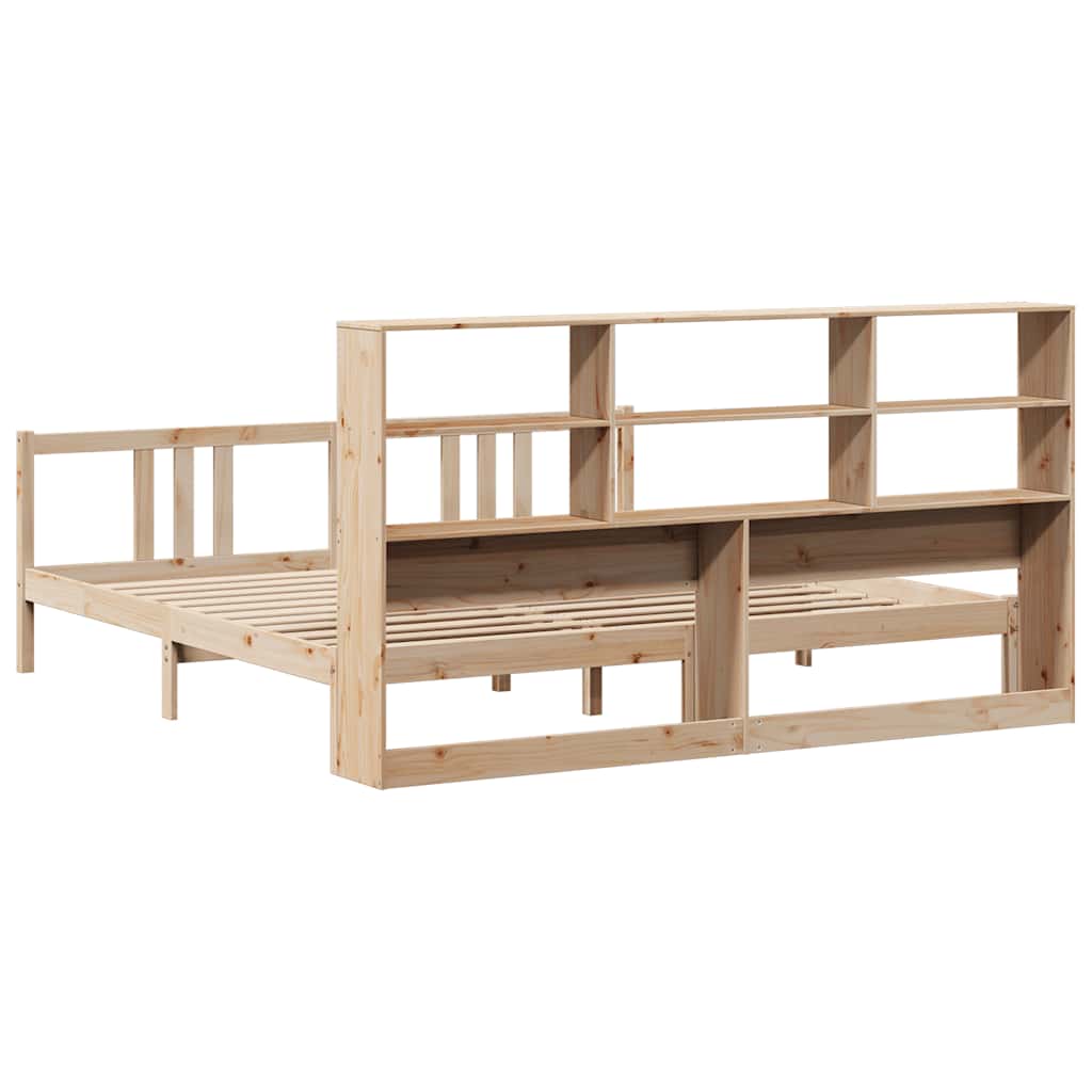 Bookcase Bed without Mattress 180x200cm Super King Solid Wood Pine