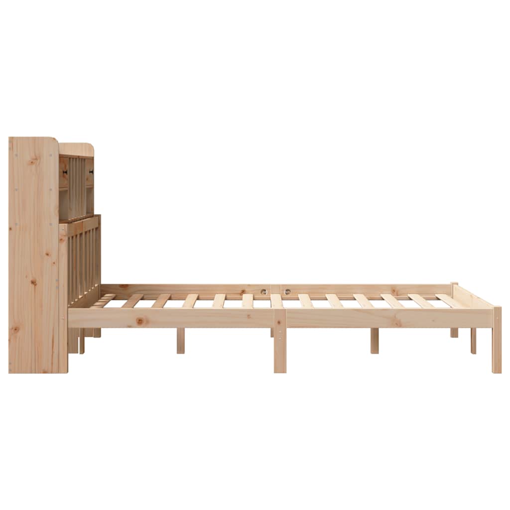 Bookcase Bed without Mattress 135x190 cm Double Solid Wood Pine