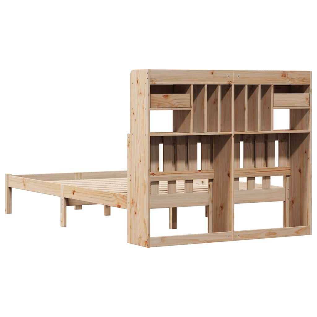 Bookcase Bed without Mattress 135x190 cm Double Solid Wood Pine