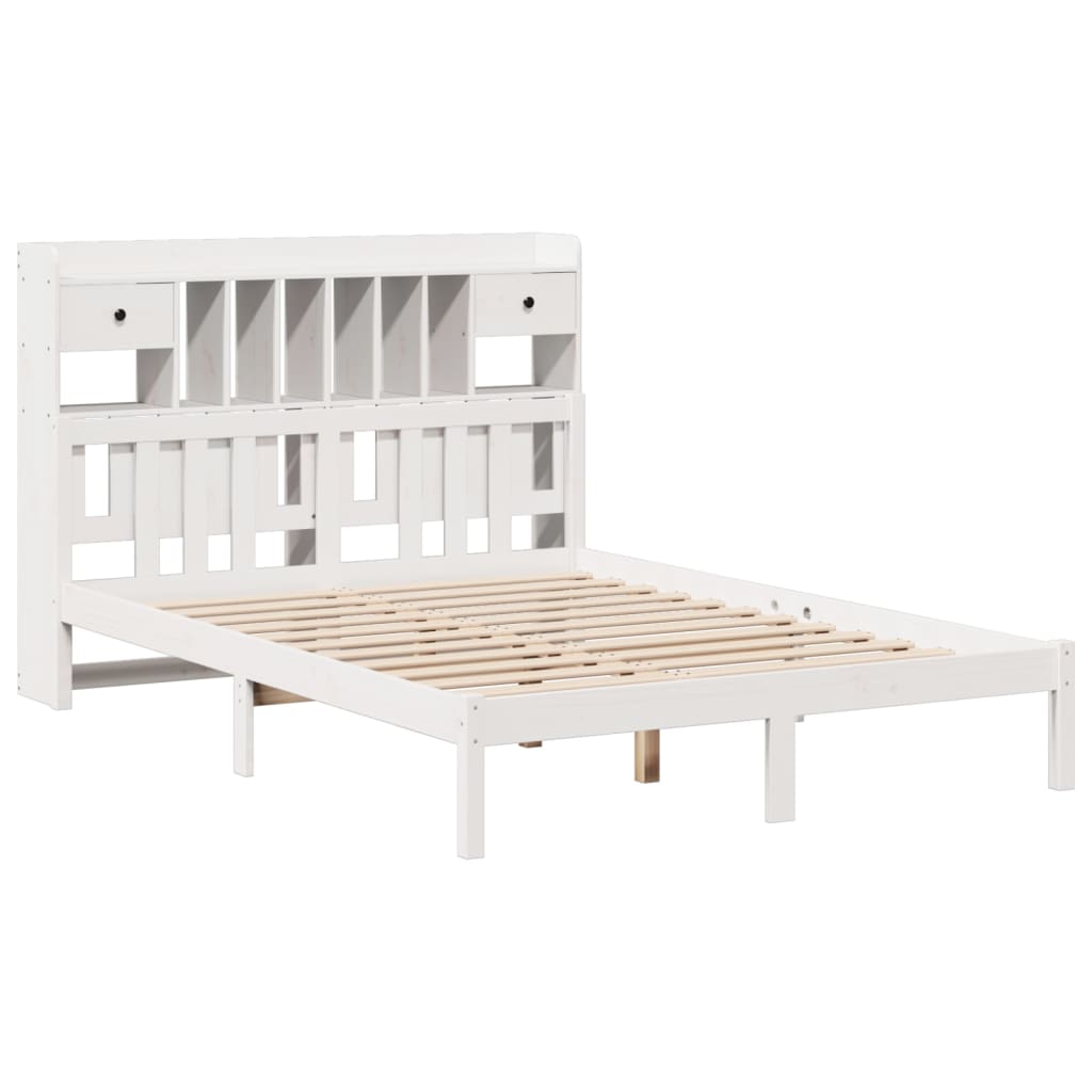 Bookcase Bed without Mattress White 140x200 cm Solid Wood Pine