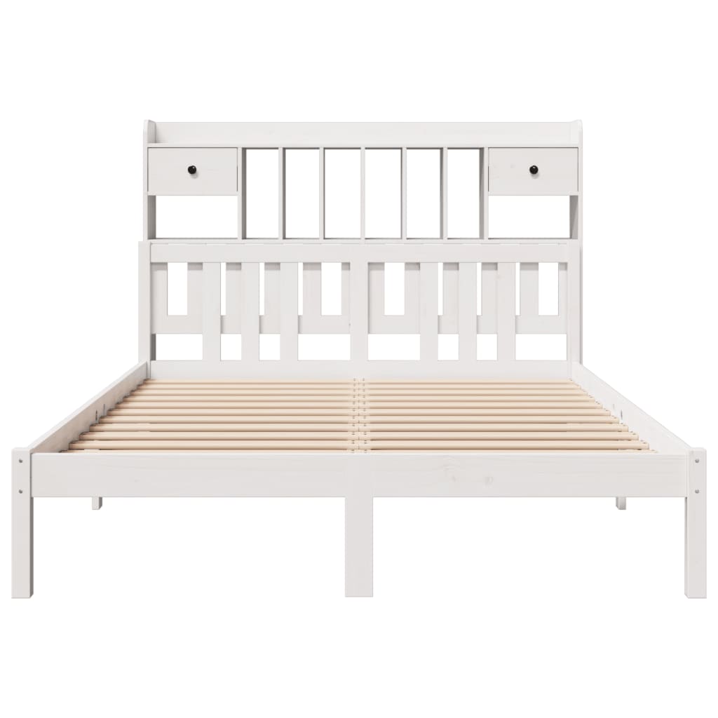 Bookcase Bed without Mattress White 140x200 cm Solid Wood Pine
