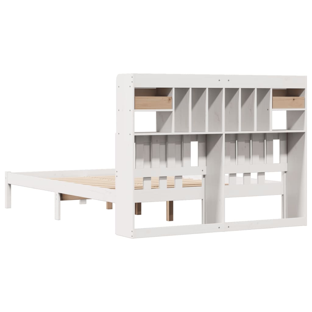 Bookcase Bed without Mattress White 140x200 cm Solid Wood Pine