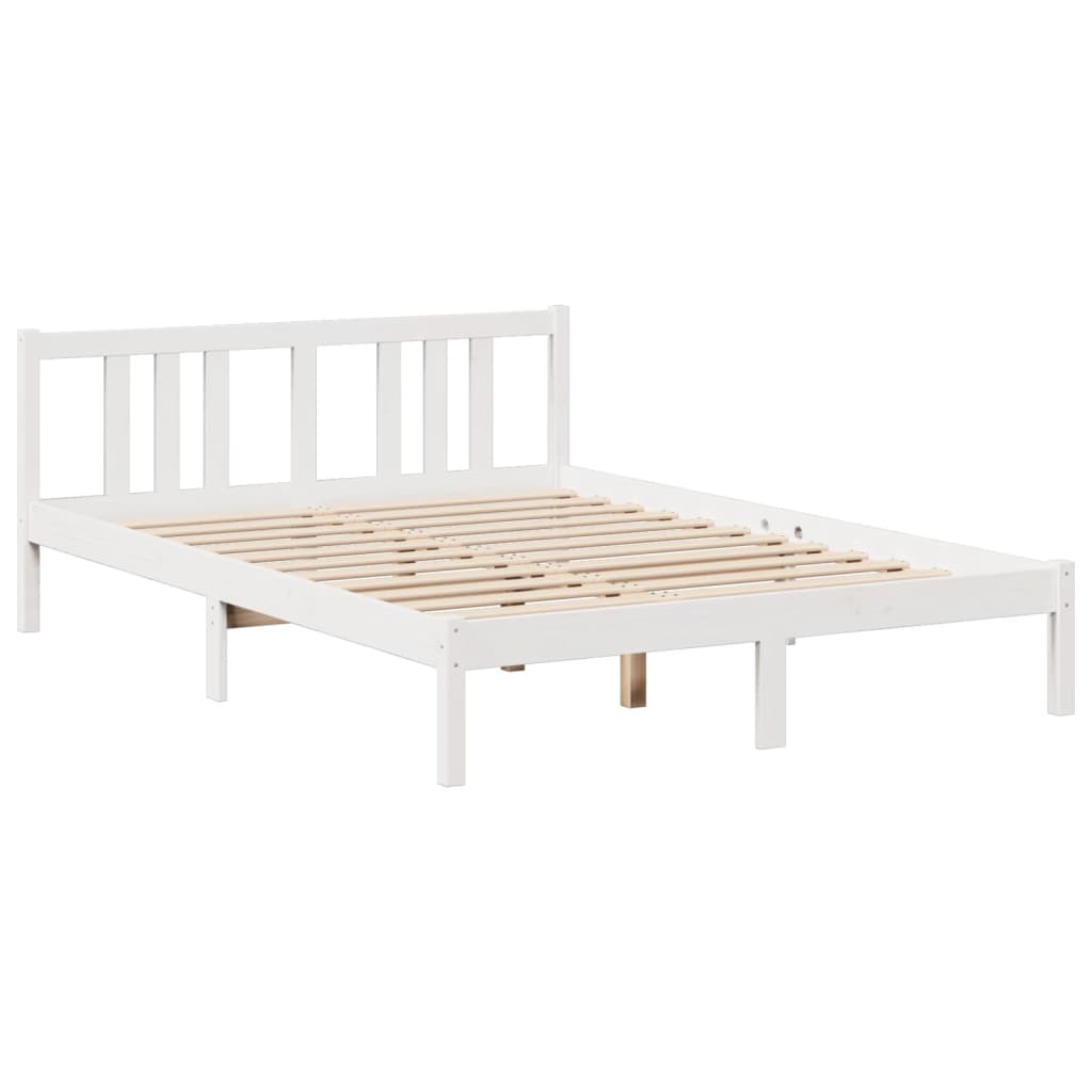 Bookcase Bed without Mattress White 140x200 cm Solid Wood Pine
