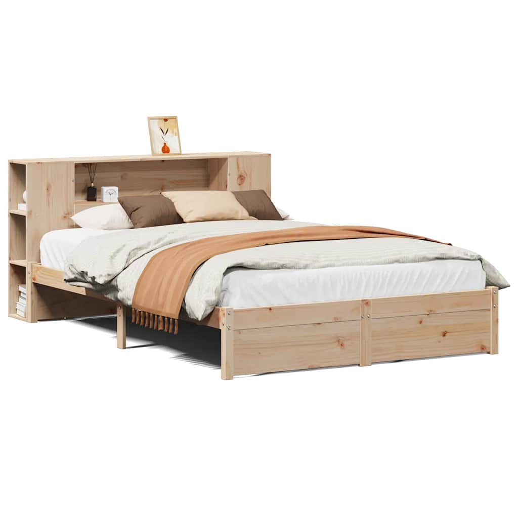 Bookcase Bed without Mattress 140x190cm Solid Wood Pine