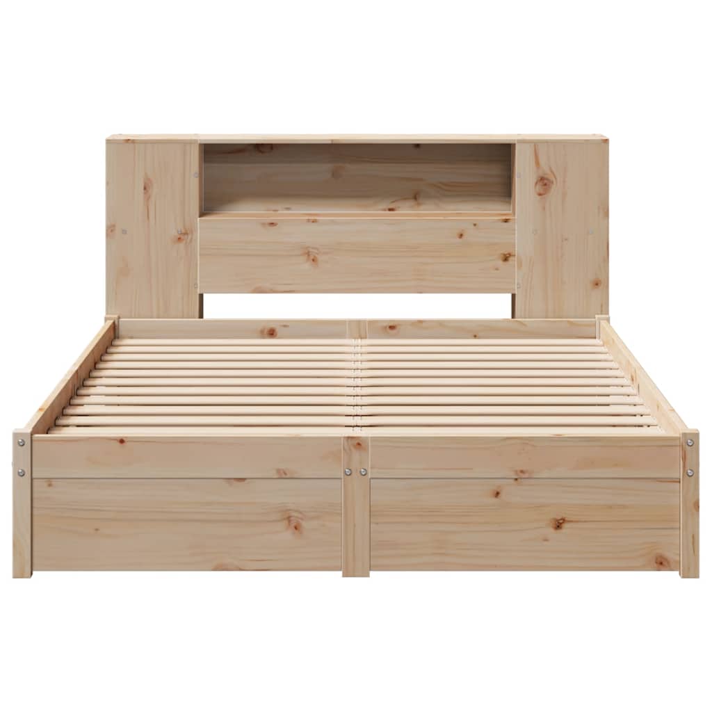 Bookcase Bed without Mattress 140x190cm Solid Wood Pine