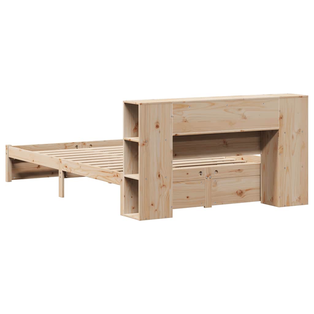 Bookcase Bed without Mattress 140x190cm Solid Wood Pine