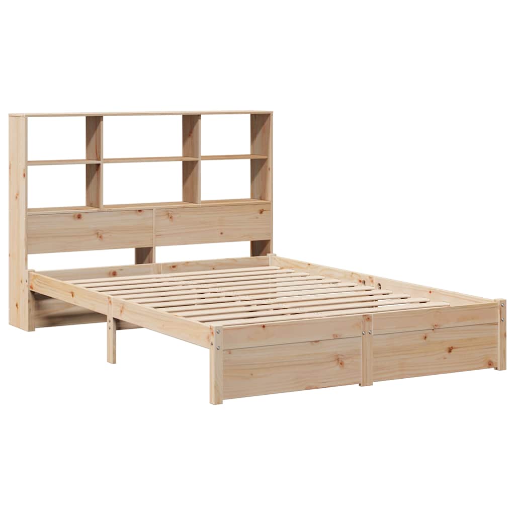 Bookcase Bed without Mattress 140x190cm Solid Wood Pine