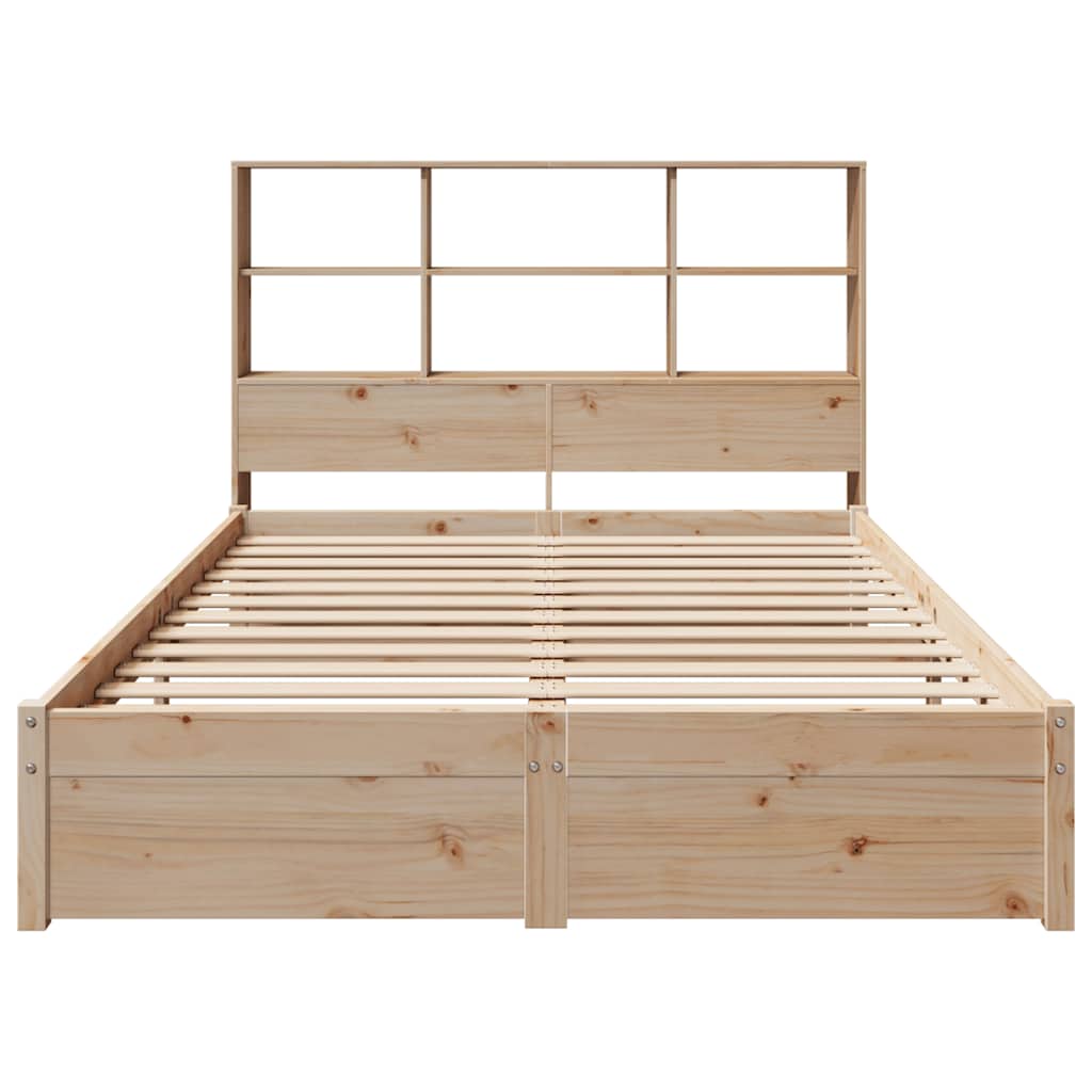 Bookcase Bed without Mattress 140x190cm Solid Wood Pine