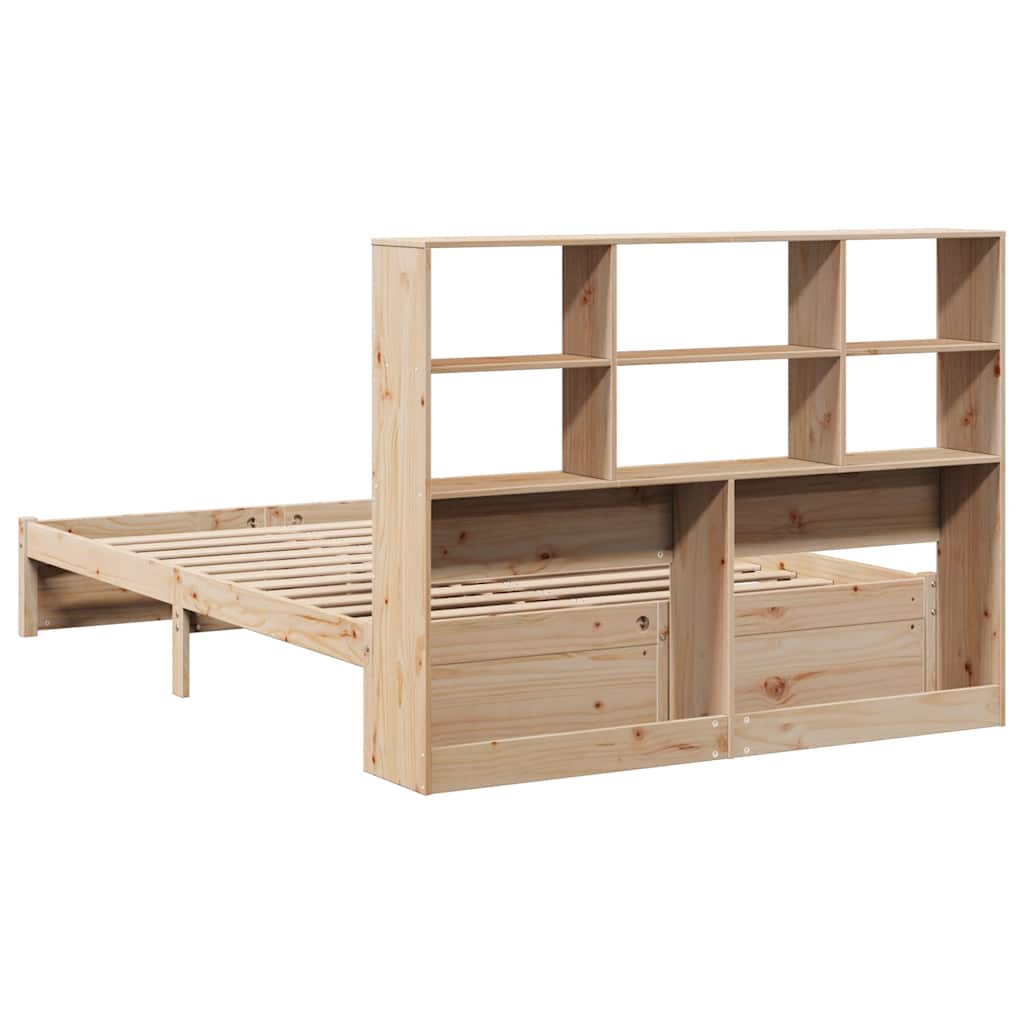 Bookcase Bed without Mattress 140x190cm Solid Wood Pine