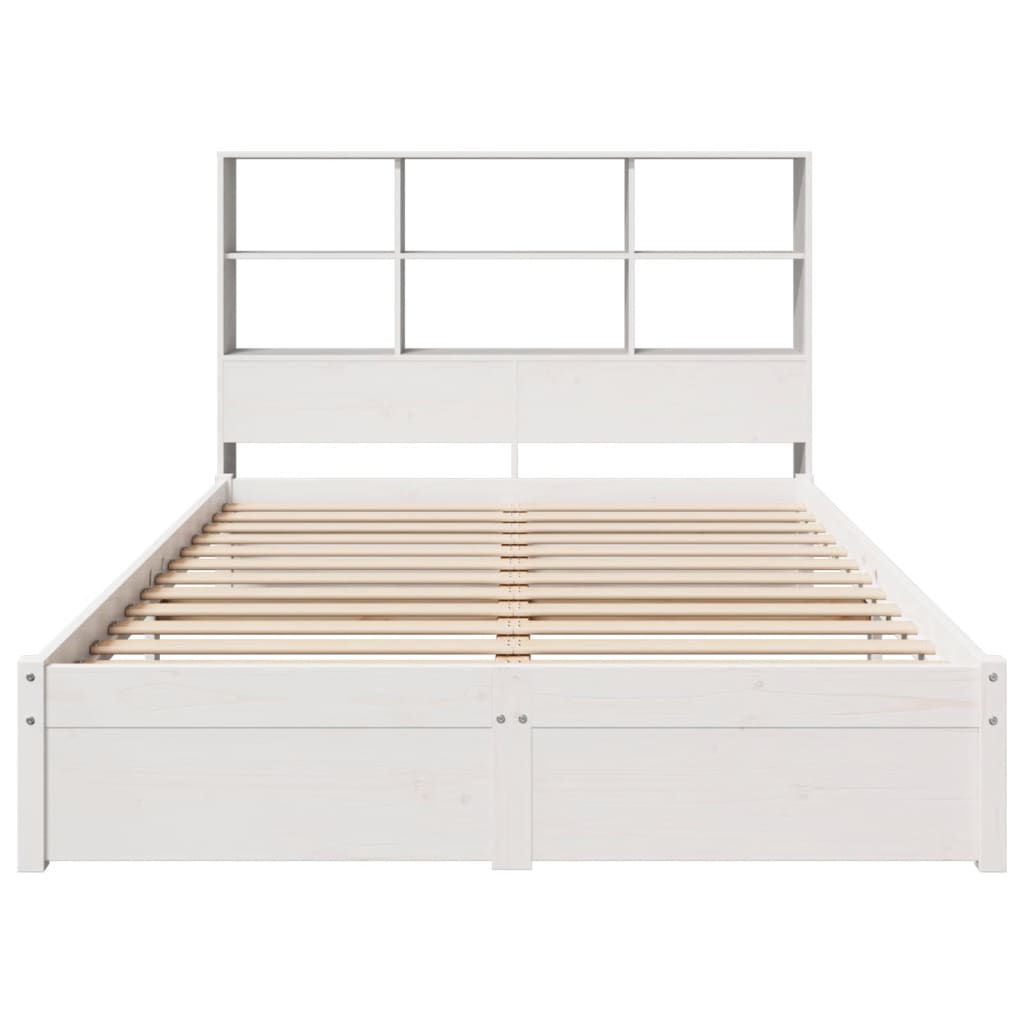 Bookcase Bed without Mattress White 140x200cm Solid Wood Pine