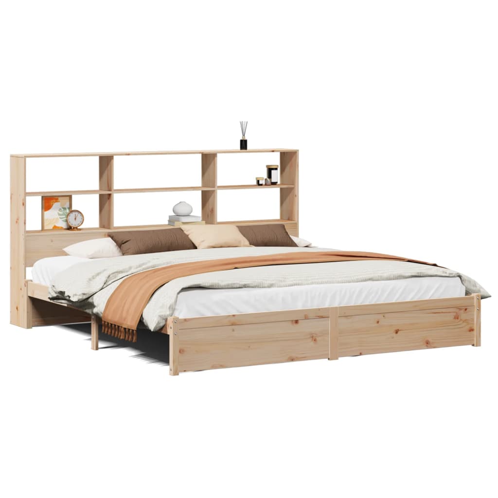 Bookcase Bed without Mattress 180x200cm Super King Solid Wood Pine