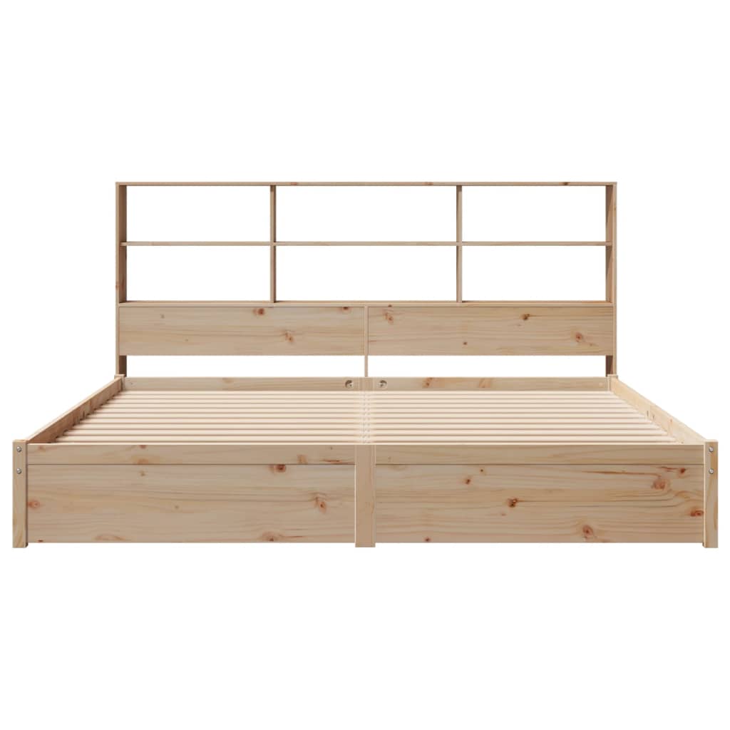 Bookcase Bed without Mattress 180x200cm Super King Solid Wood Pine