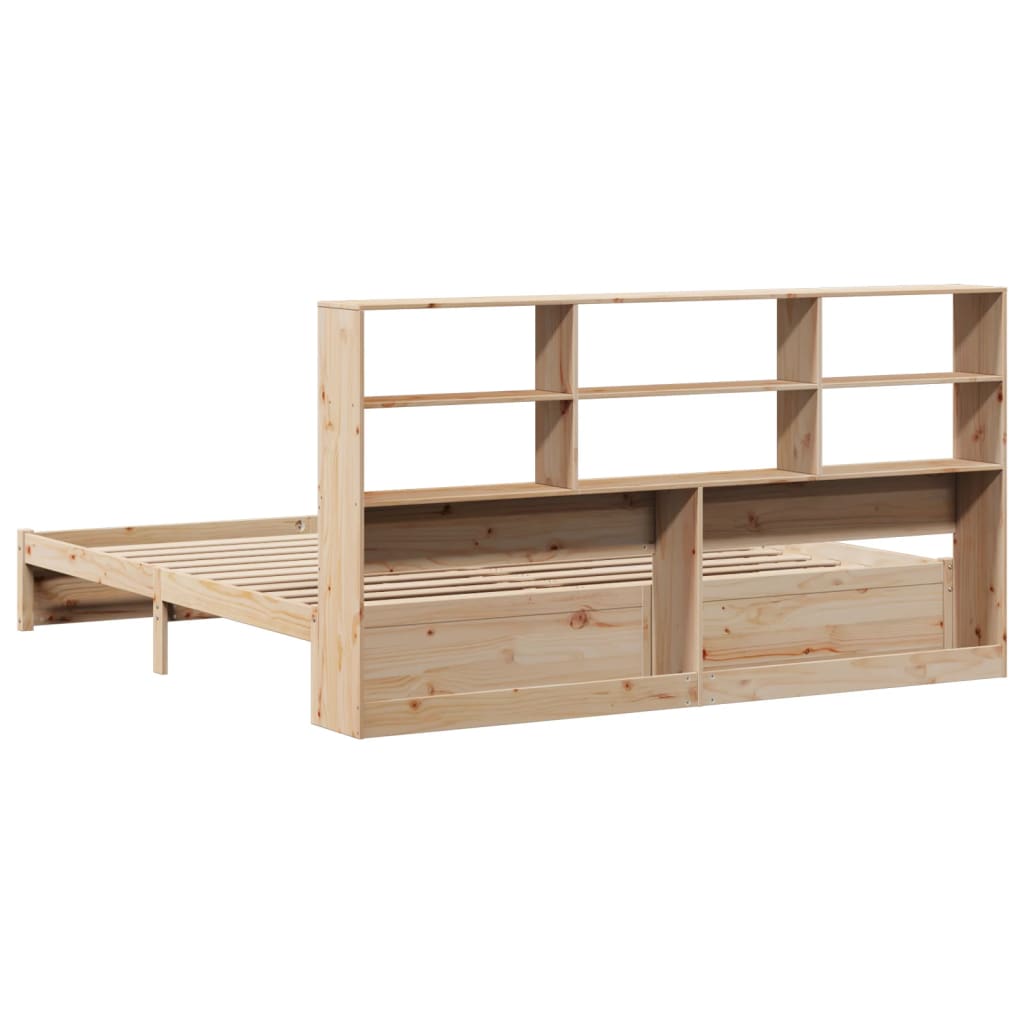 Bookcase Bed without Mattress 180x200cm Super King Solid Wood Pine