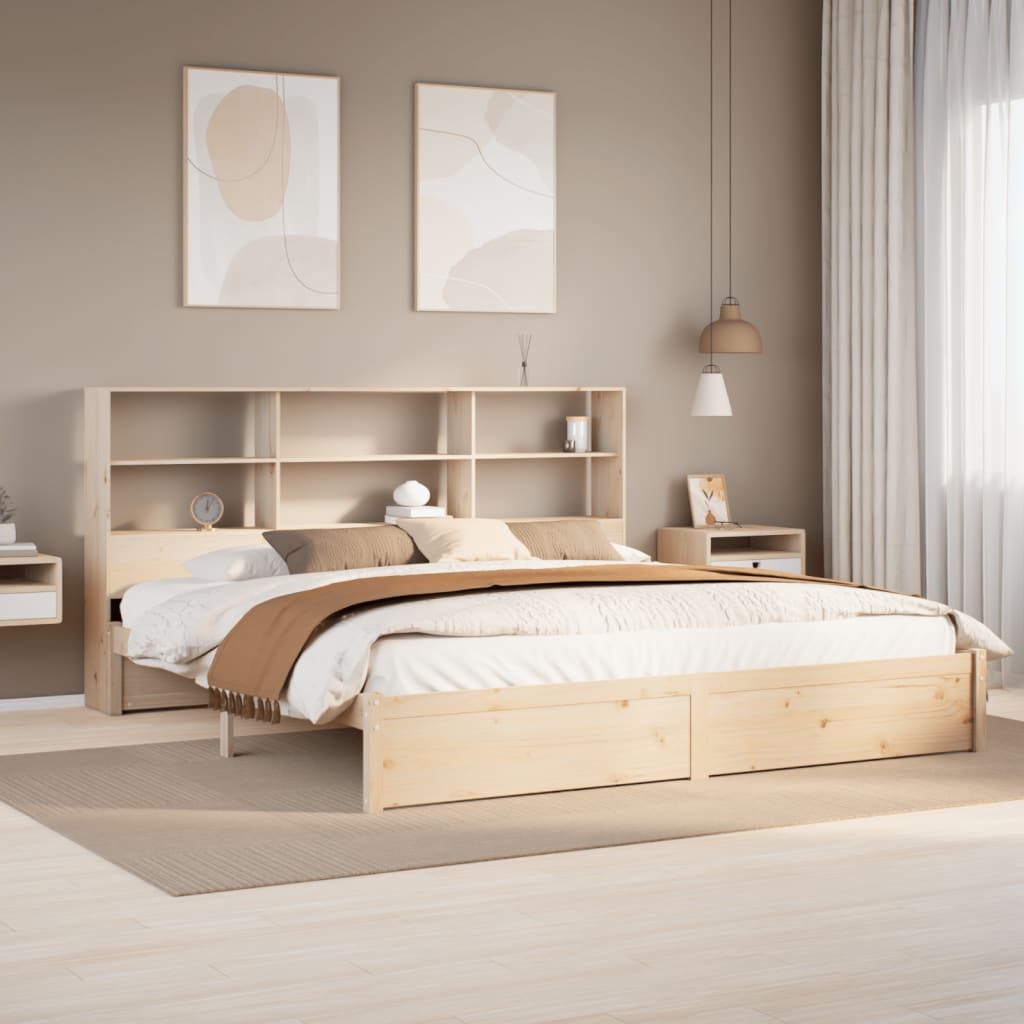 Bookcase Bed without Mattress 180x200cm Super King Solid Wood Pine