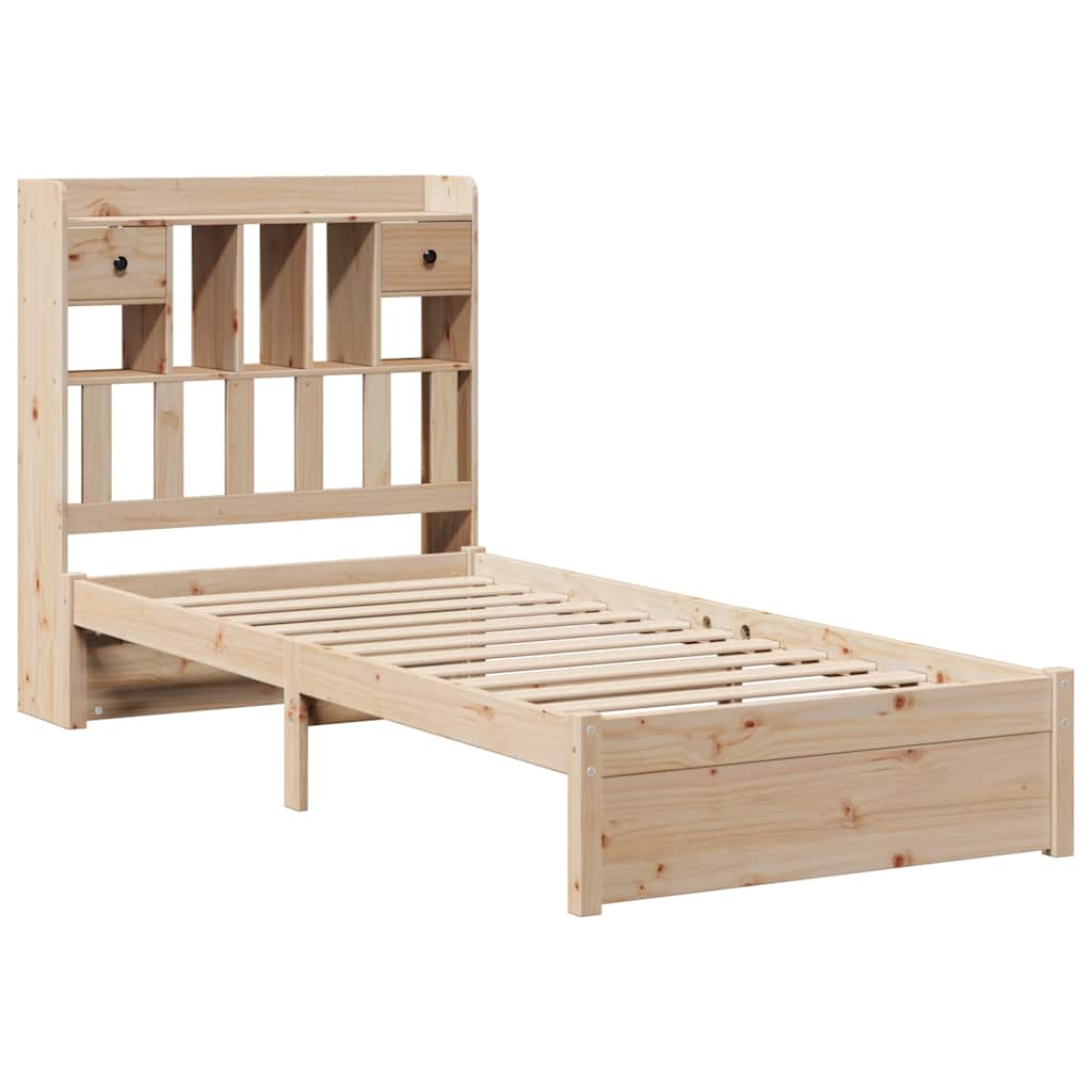 Bookcase Bed without Mattress 75x190cm Small Single Solid Wood Pine