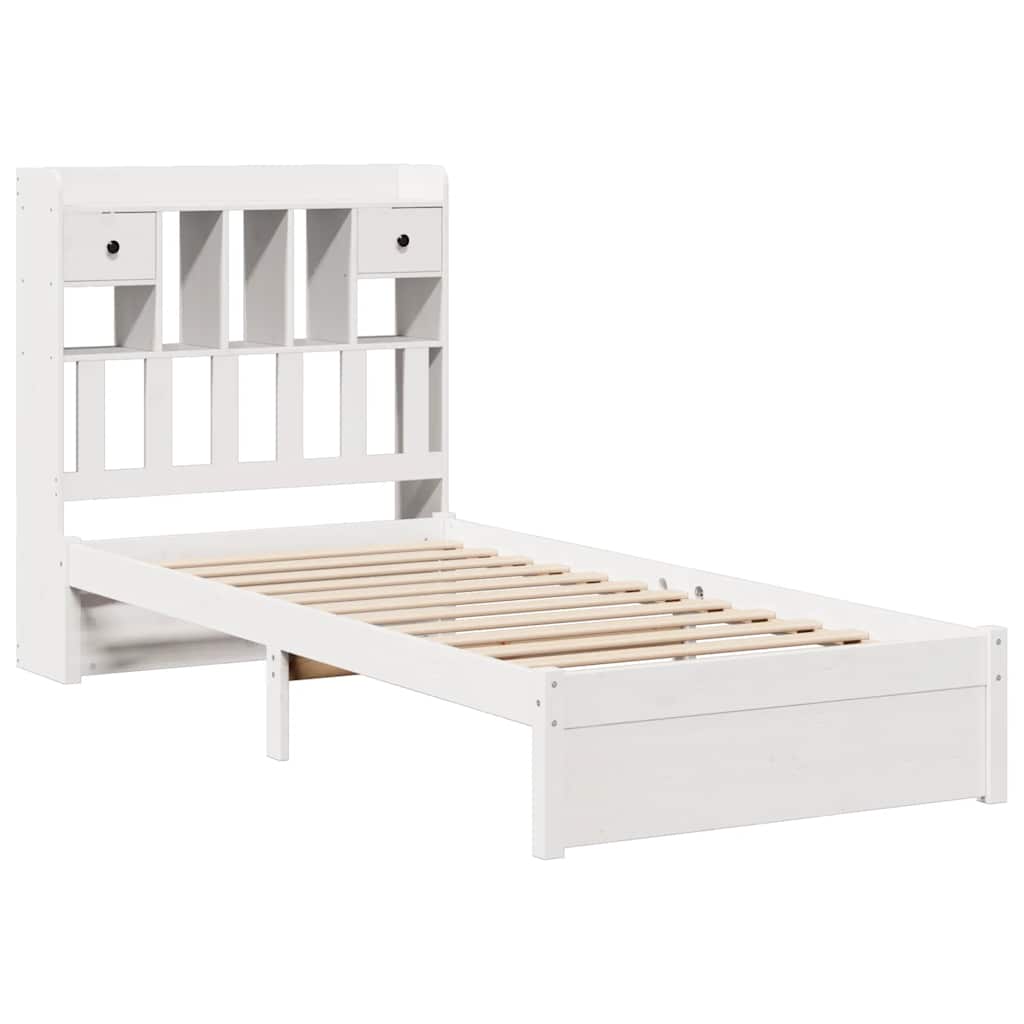 Bookcase Bed without Mattress White 75x190cm Small Single Solid Wood Pine