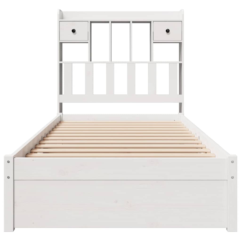 Bookcase Bed without Mattress White 75x190cm Small Single Solid Wood Pine