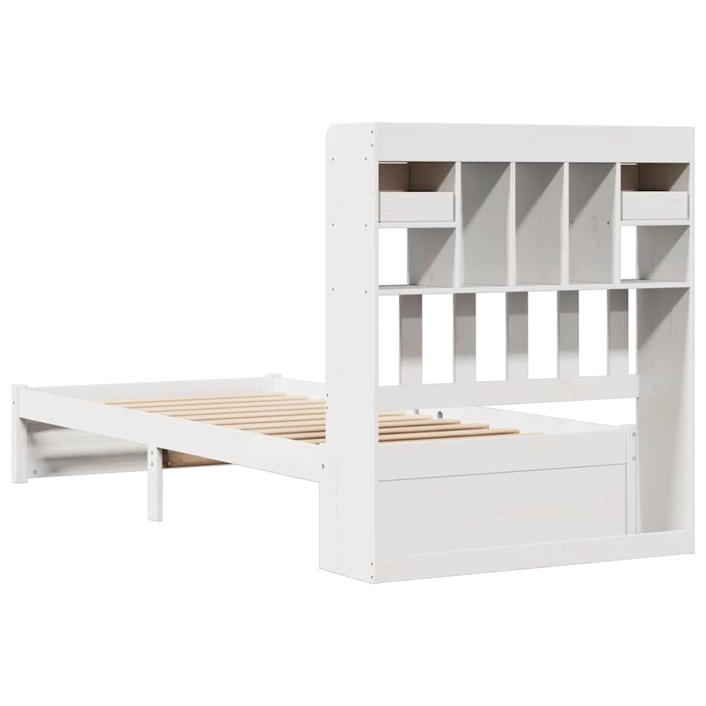 Bookcase Bed without Mattress White 75x190cm Small Single Solid Wood Pine