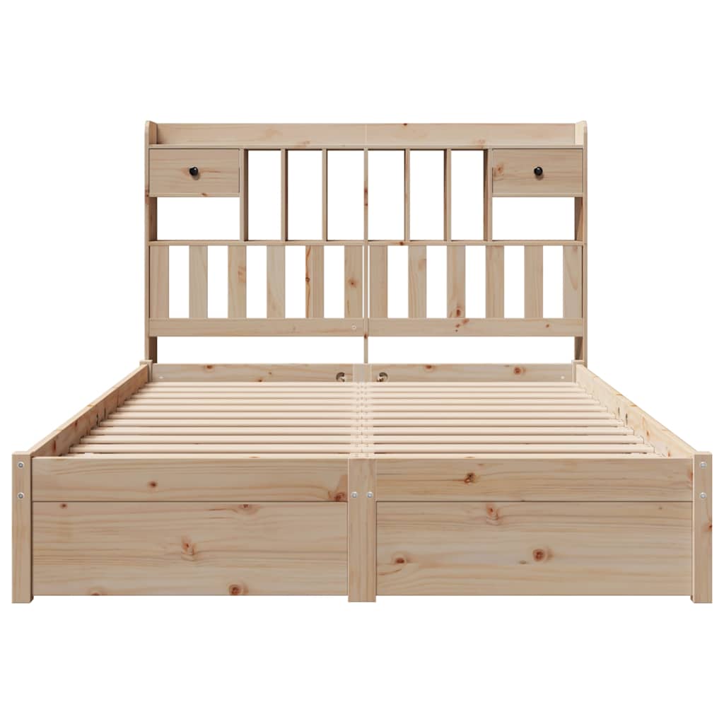 Bookcase Bed without Mattress 140x190cm Solid Wood Pine