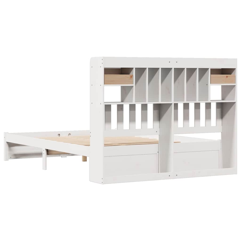 Bookcase Bed without Mattress White 140x190cm Solid Wood Pine