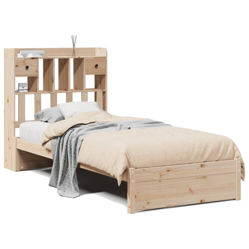 Bookcase Bed without Mattress 90x200cm Solid Wood Pine