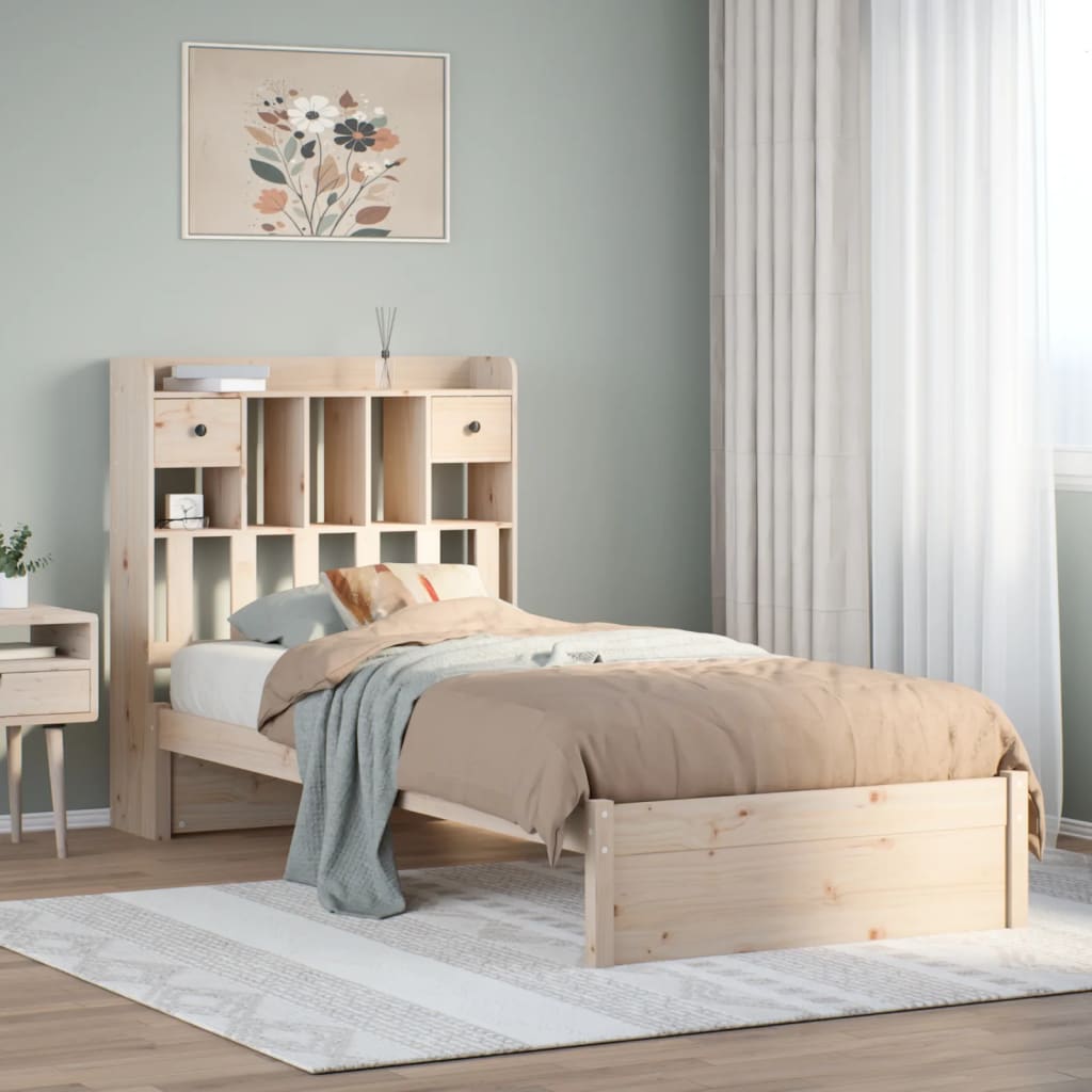 Bookcase Bed without Mattress 90x200cm Solid Wood Pine