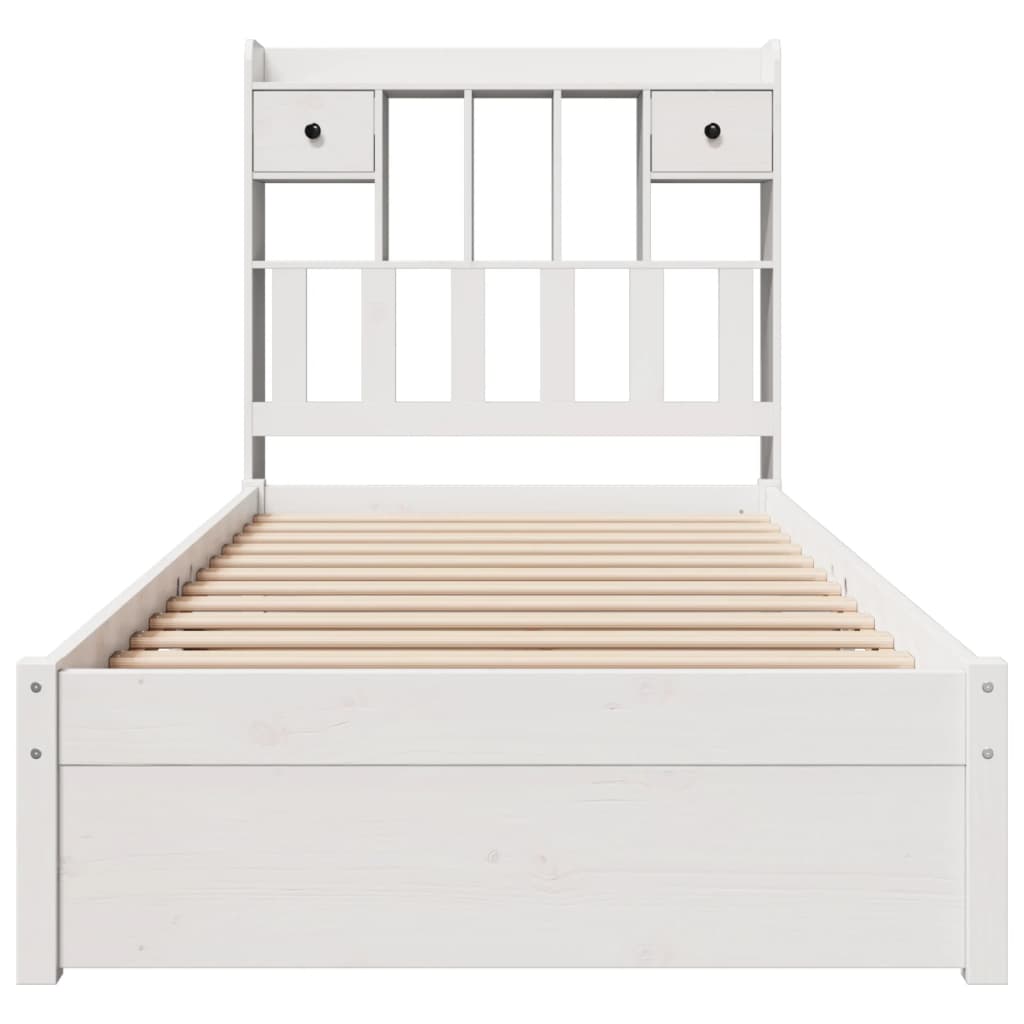 Bookcase Bed without Mattress White 90x200cm Solid Wood Pine