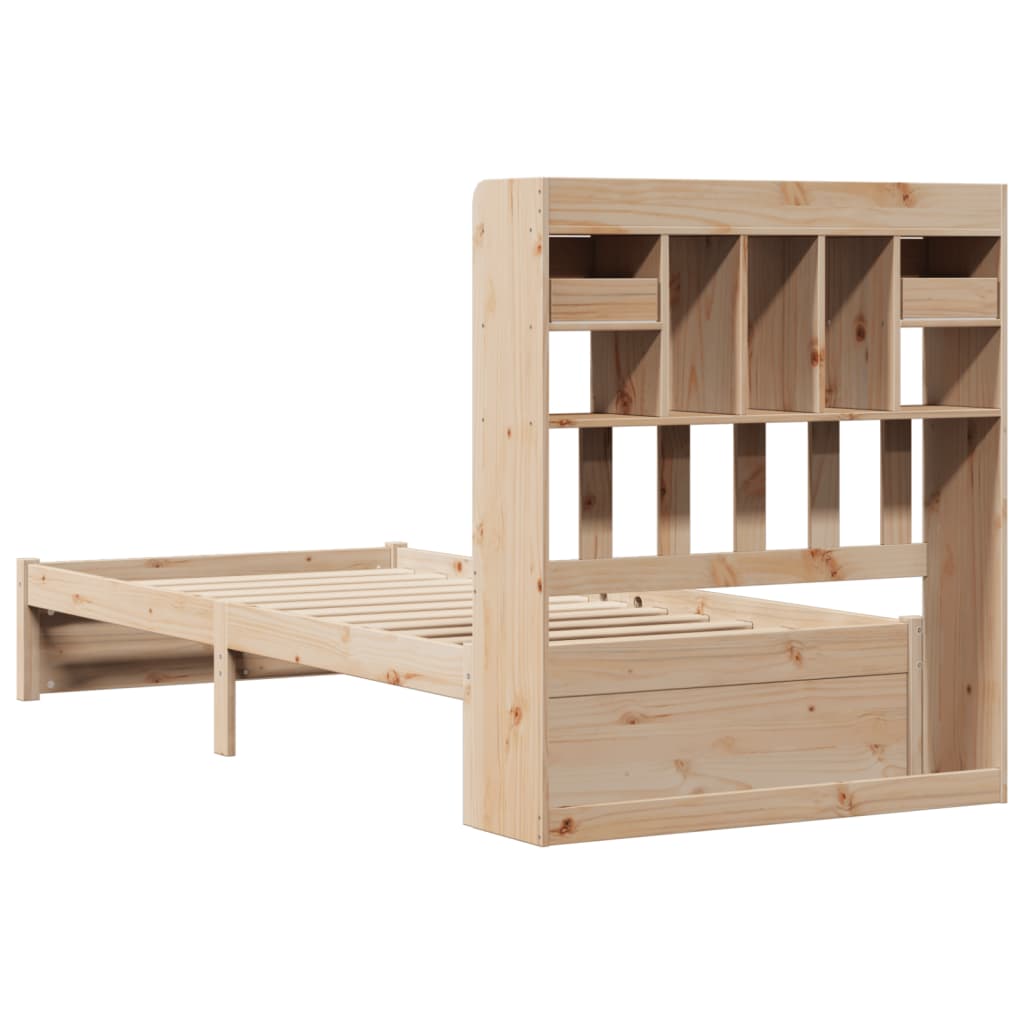 Bookcase Bed without Mattress 100x200cm Solid Wood Pine