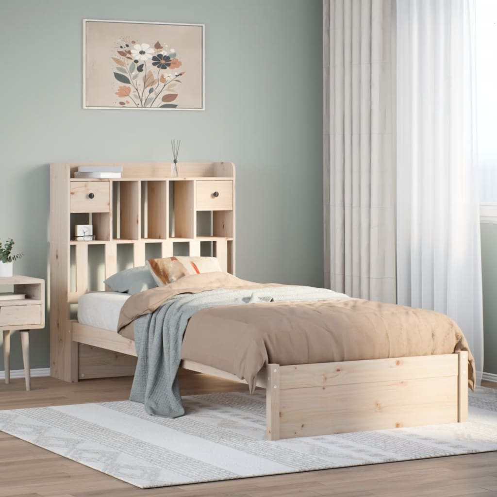 Bookcase Bed without Mattress 100x200cm Solid Wood Pine