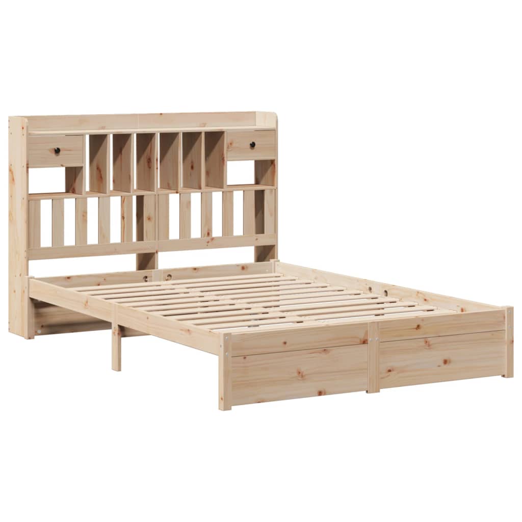 Bookcase Bed without Mattress 140x200cm Solid Wood Pine