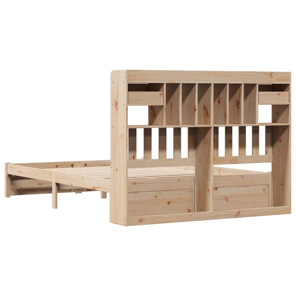 Bookcase Bed without Mattress 140x200cm Solid Wood Pine