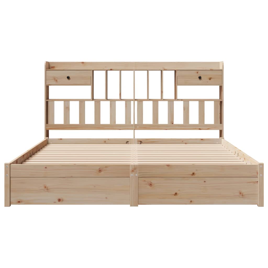 Bookcase Bed without Mattress 180x200cm Super King Solid Wood Pine