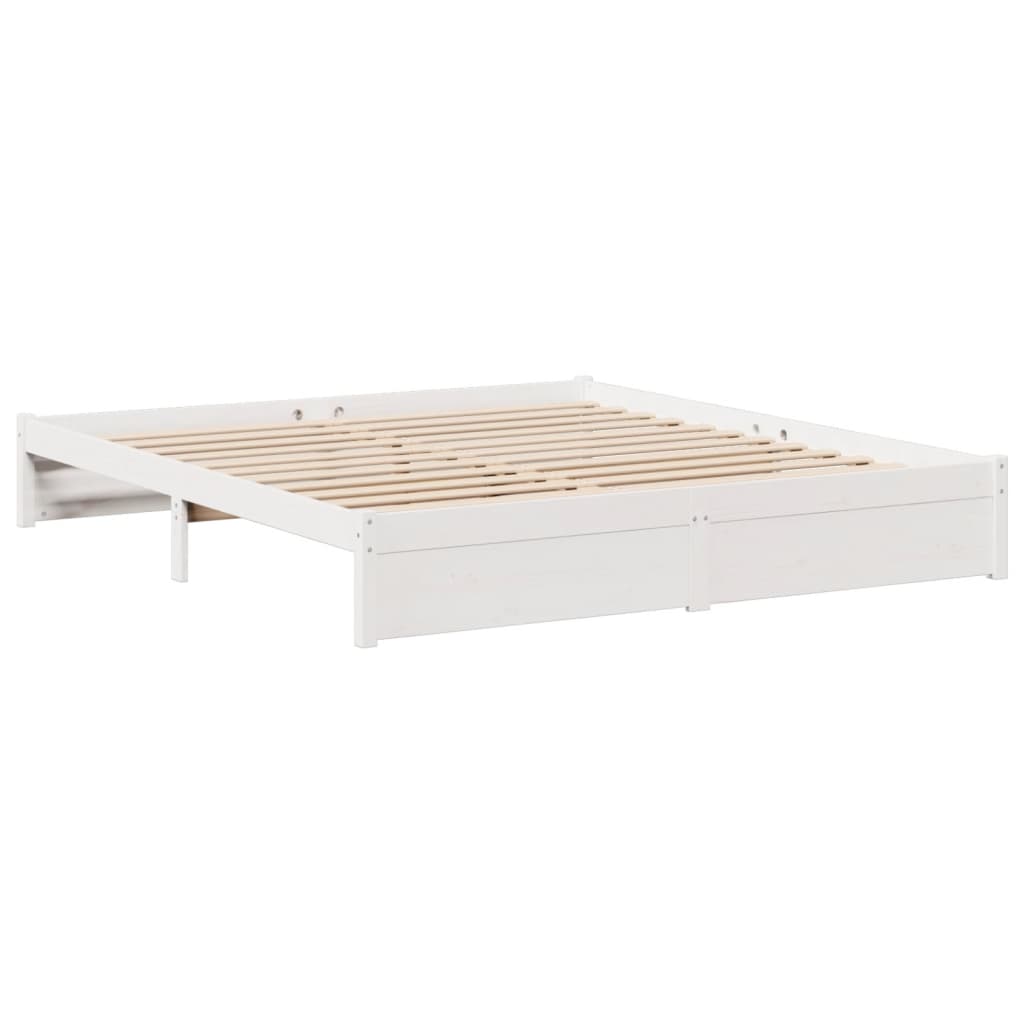 Bookcase Bed without Mattress White 180x200cm Super King Solid Wood Pine
