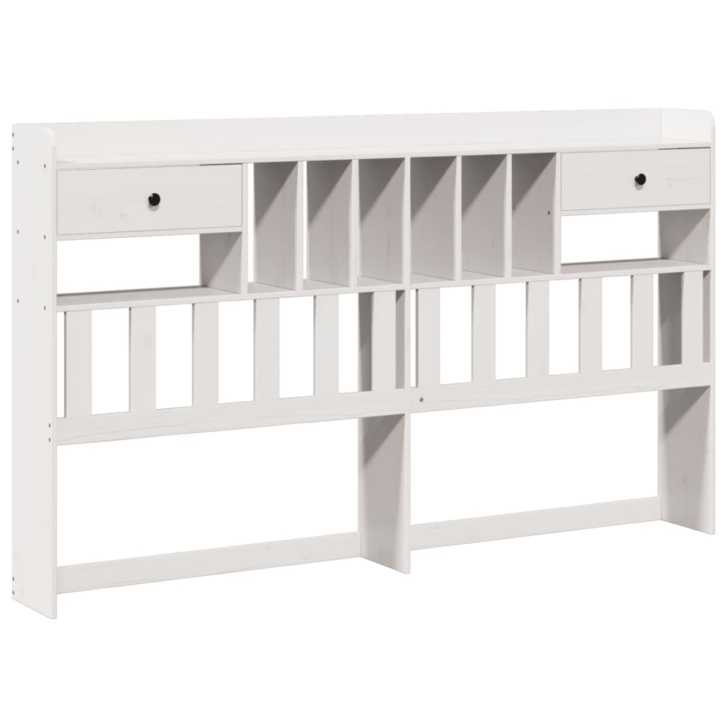 Bookcase Bed without Mattress White 180x200cm Super King Solid Wood Pine