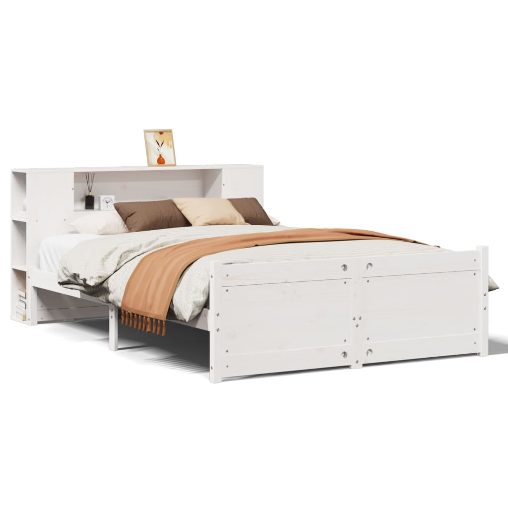 Bookcase Bed without Mattress White 120x200cm Solid Wood Pine