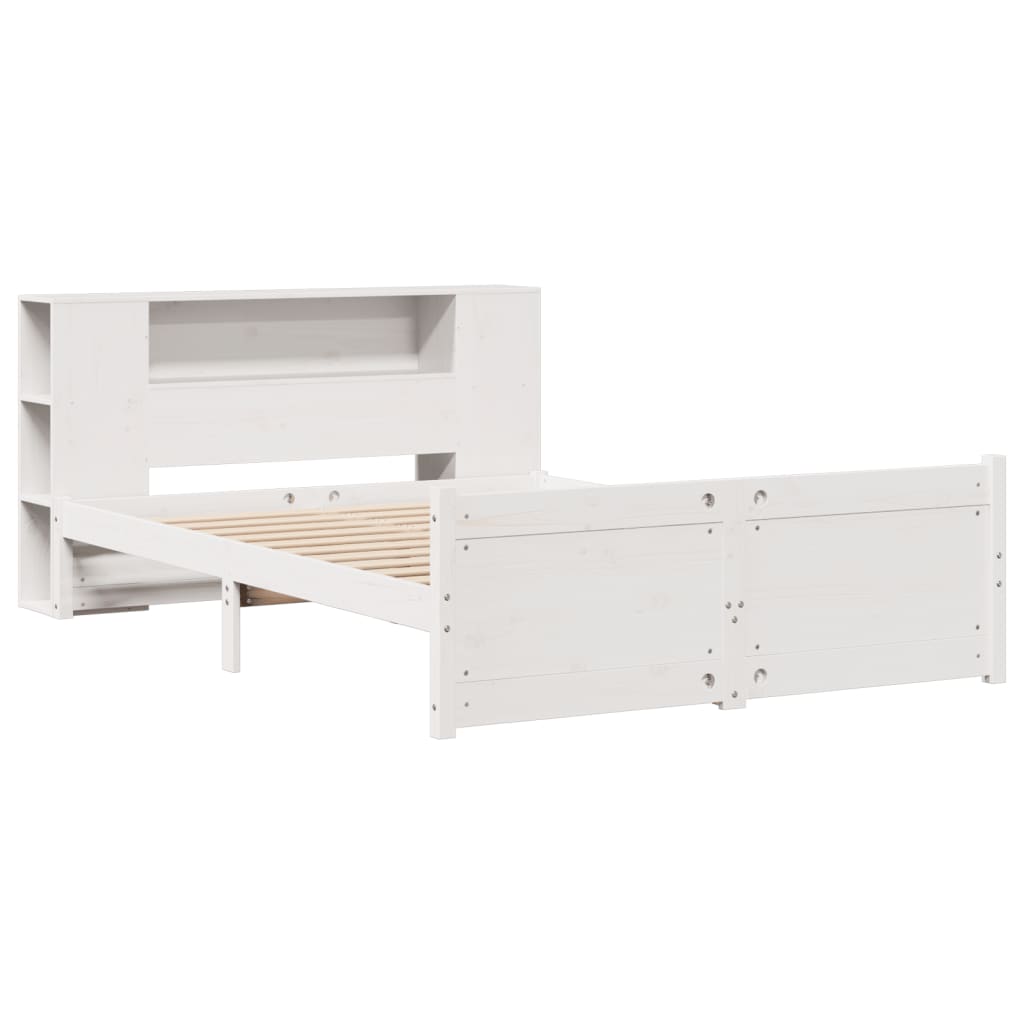Bookcase Bed without Mattress White 120x200cm Solid Wood Pine