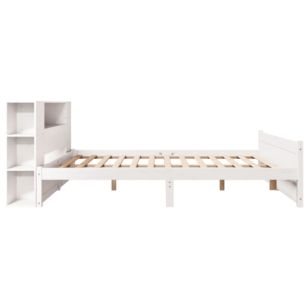 Bookcase Bed without Mattress White 120x200cm Solid Wood Pine