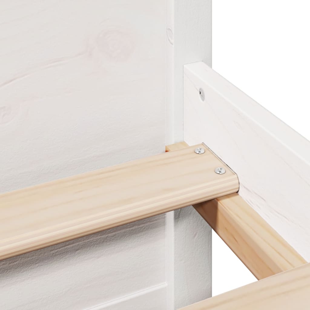 Bookcase Bed without Mattress White 150x200cm King Size Solid Wood Pine