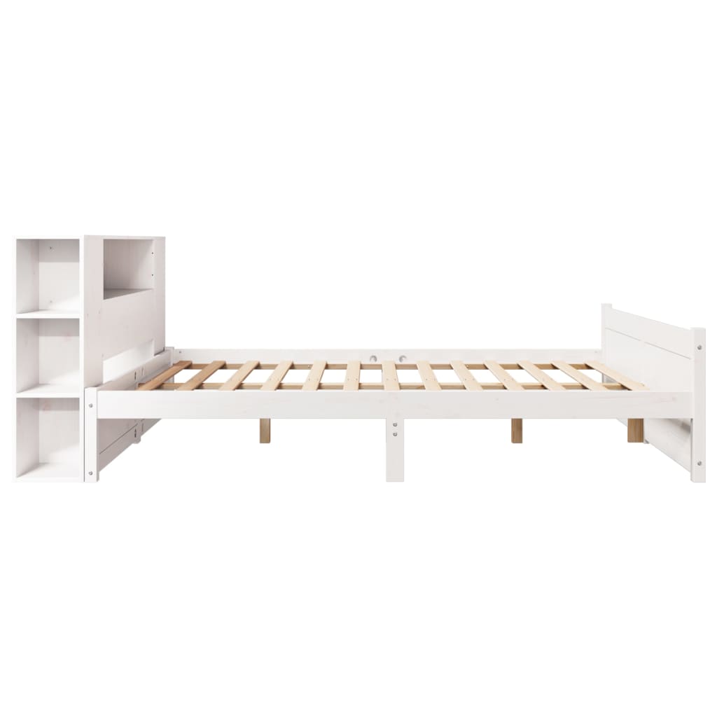 Bookcase Bed without Mattress White 160x200cm Solid Wood Pine