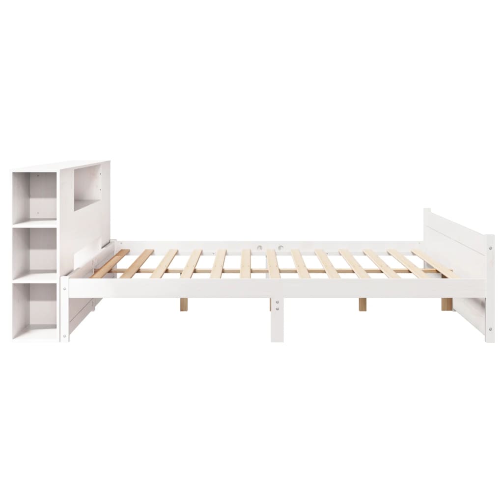 Bookcase Bed without Mattress White 180x200cm Super King Solid Wood Pine
