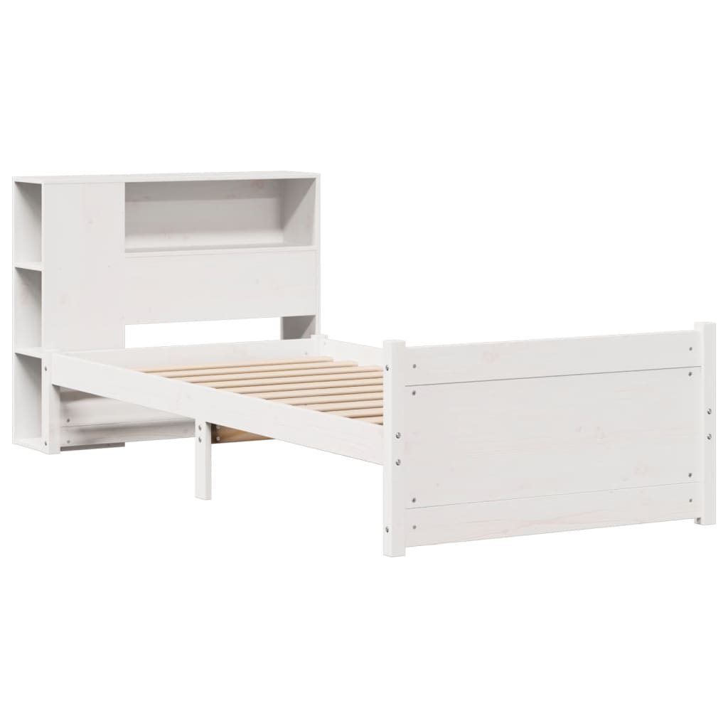 Bookcase Bed without Mattress White 75x190cm Small Single Solid Wood Pine