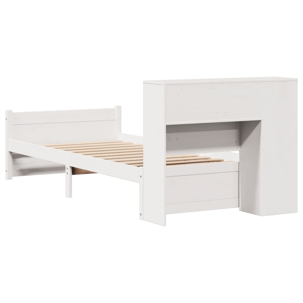 Bookcase Bed without Mattress White 75x190cm Small Single Solid Wood Pine