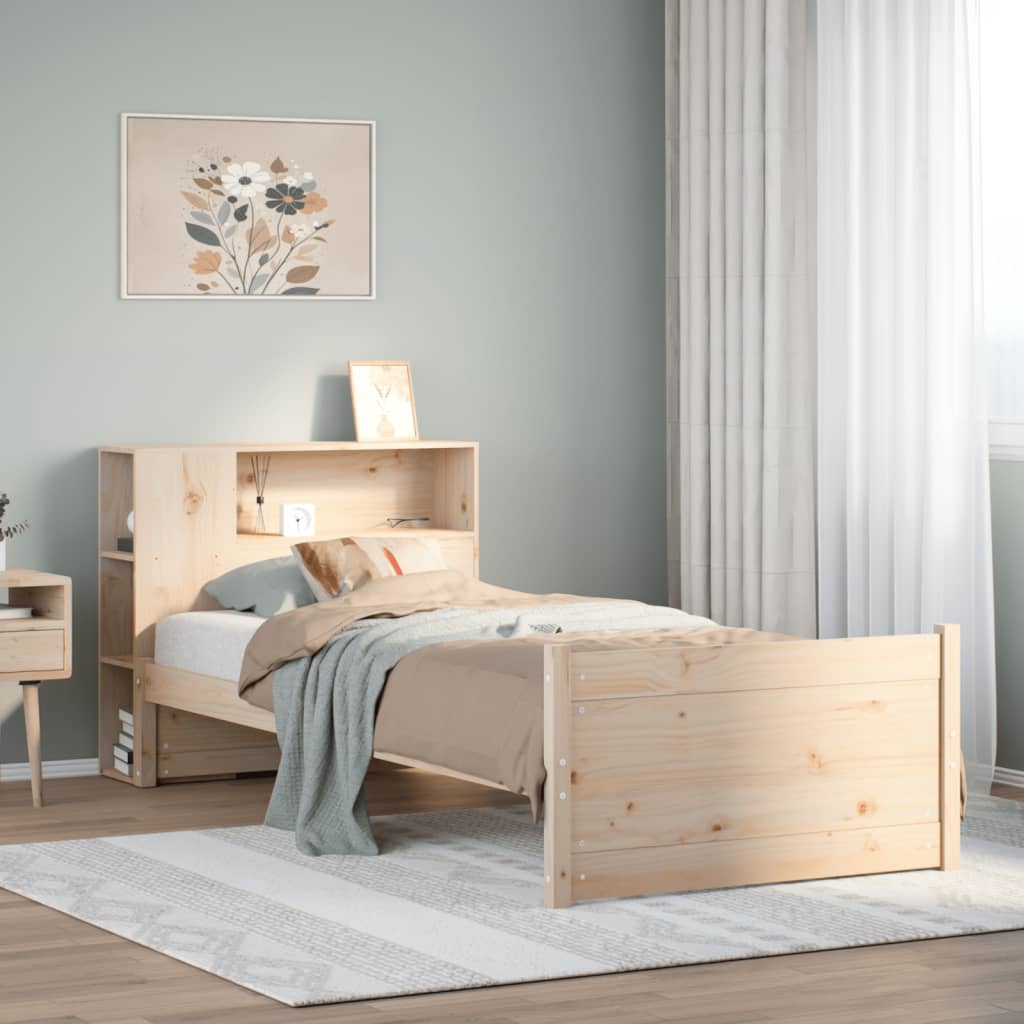 Bookcase Bed without Mattress 90x190cm Single Solid Wood Pine